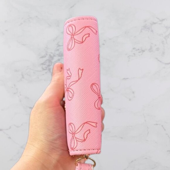 NWT Blush Kiss Pink Bow Print Wallet with Wrist Strap - Picture 9 of 9